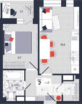 2-к квартира, вторичка, 41м2, 14/14 этаж