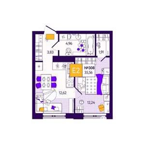 1-к квартира, вторичка, 36м2, 10/12 этаж