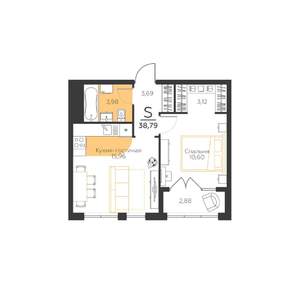 1-к квартира, вторичка, 39м2, 4/5 этаж