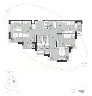 3-к квартира, вторичка, 118м2, 16/21 этаж