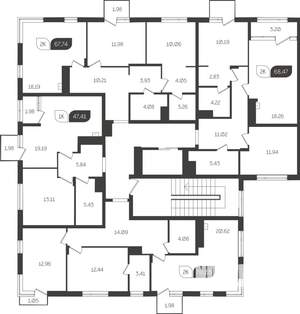 2-к квартира, вторичка, 68м2, 2/4 этаж