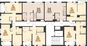 1-к квартира, строящийся дом, 38м2, 4/5 этаж