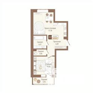 1-к квартира, вторичка, 43м2, 1/14 этаж