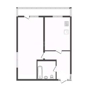 1-к квартира, вторичка, 38м2, 1/5 этаж