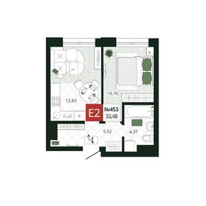 1-к квартира, вторичка, 33м2, 6/19 этаж