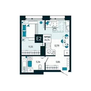 1-к квартира, вторичка, 35м2, 15/15 этаж
