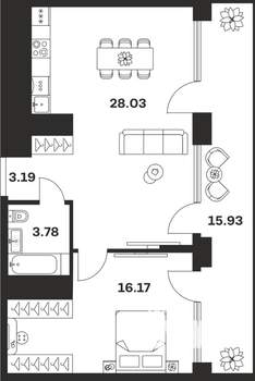 1-к квартира, вторичка, 67м2, 7/10 этаж