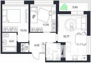 2-к квартира, вторичка, 63м2, 8/20 этаж