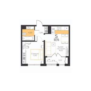 1-к квартира, вторичка, 38м2, 5/5 этаж