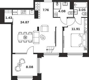 4-к квартира, вторичка, 113м2, 8/16 этаж