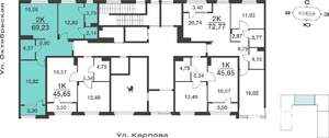 2-к квартира, вторичка, 69м2, 1/9 этаж