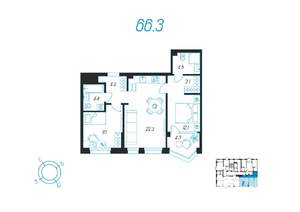 2-к квартира, вторичка, 66м2, 8/24 этаж