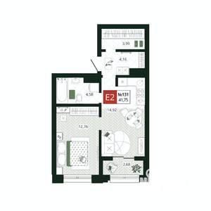 1-к квартира, вторичка, 42м2, 13/19 этаж