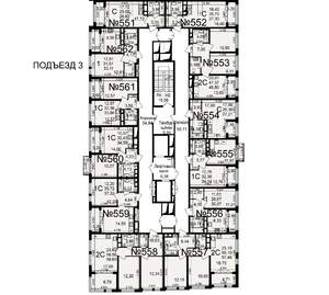 1-к квартира, строящийся дом, 25м2, 14/18 этаж