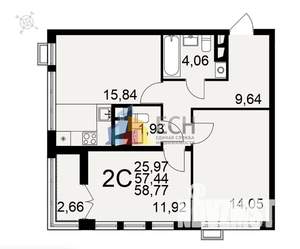 2-к квартира, вторичка, 58м2, 14/18 этаж