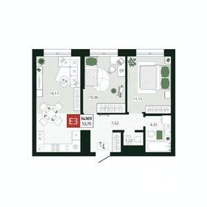 2-к квартира, вторичка, 54м2, 19/19 этаж