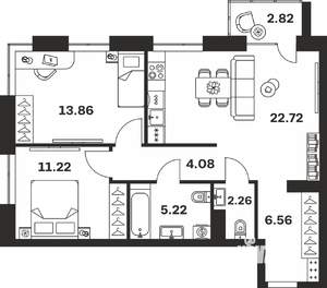 2-к квартира, вторичка, 69м2, 6/7 этаж