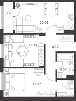 2-к квартира, вторичка, 69м2, 5/9 этаж