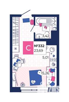 Студия квартира, вторичка, 24м2, 25/25 этаж