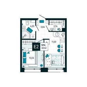 1-к квартира, вторичка, 32м2, 1/15 этаж