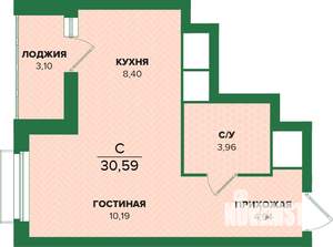 Студия квартира, вторичка, 31м2, 25/25 этаж