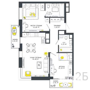 2-к квартира, вторичка, 78м2, 20/25 этаж