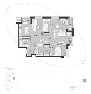 3-к квартира, вторичка, 111м2, 9/21 этаж