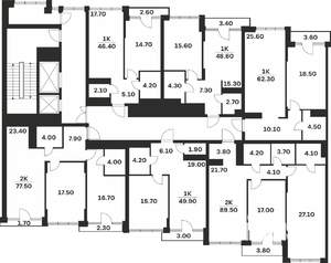 1-к квартира, вторичка, 46м2, 3/9 этаж