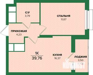 1-к квартира, вторичка, 40м2, 21/25 этаж