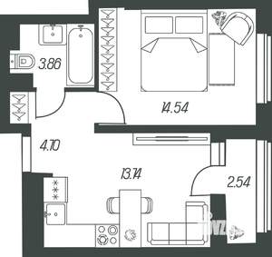 1-к квартира, вторичка, 39м2, 2/14 этаж
