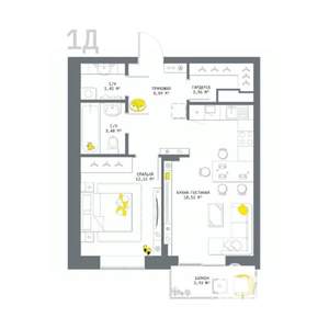 1-к квартира, вторичка, 52м2, 13/17 этаж