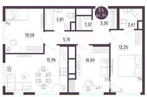 3-к квартира, вторичка, 65м2, 7/10 этаж