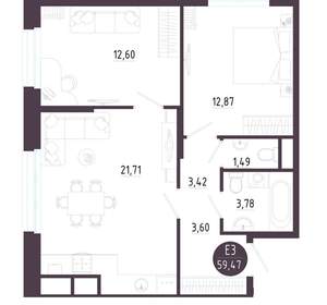 2-к квартира, вторичка, 59м2, 5/10 этаж