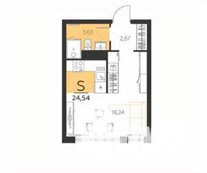 Студия квартира, вторичка, 25м2, 5/5 этаж