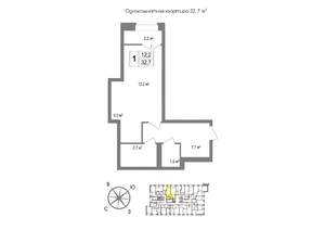 Студия квартира, вторичка, 33м2, 11/11 этаж