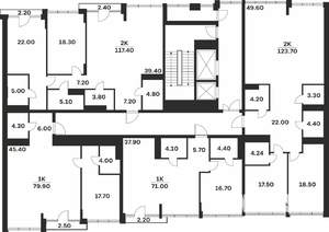 2-к квартира, вторичка, 124м2, 7/9 этаж