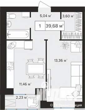 1-к квартира, вторичка, 40м2, 8/10 этаж