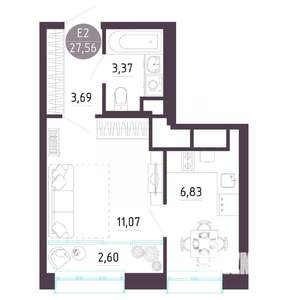 Студия квартира, строящийся дом, 28м2, 7/10 этаж