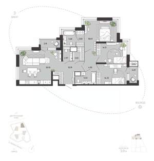 3-к квартира, вторичка, 119м2, 7/21 этаж