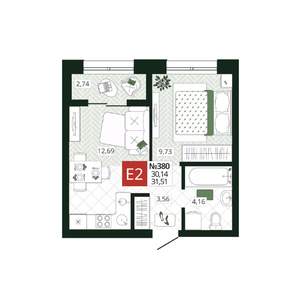 1-к квартира, вторичка, 32м2, 2/19 этаж