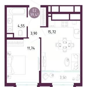1-к квартира, вторичка, 39м2, 7/10 этаж