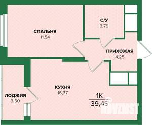 1-к квартира, вторичка, 39м2, 24/25 этаж