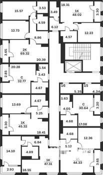 2-к квартира, вторичка, 69м2, 9/9 этаж