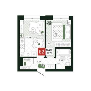 1-к квартира, вторичка, 33м2, 9/19 этаж