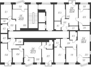 2-к квартира, вторичка, 63м2, 14/24 этаж