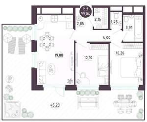 2-к квартира, вторичка, 99м2, 1/10 этаж