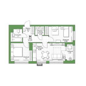 2-к квартира, строящийся дом, 47м2, 1/5 этаж