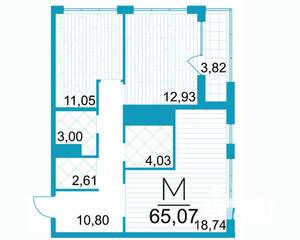 2-к квартира, строящийся дом, 65м2, 24/25 этаж