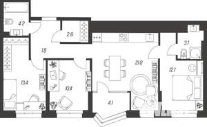 3-к квартира, строящийся дом, 81м2, 5/24 этаж