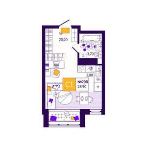 Студия квартира, вторичка, 29м2, 4/12 этаж